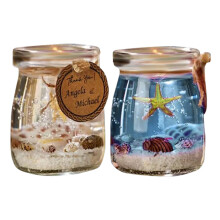 Vela de gel con temática marina en portavelas de cristal con forma de caracol – Paquete de 2