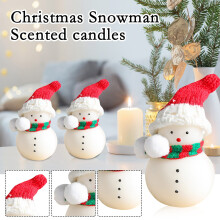Bougie de Noël parfumée en forme de bonhomme de neige
