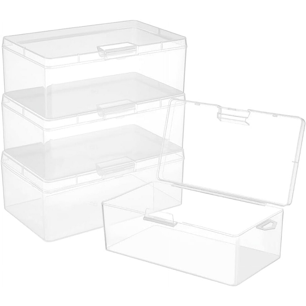 Clear Rectangular Plastic Storage Boxes 4 Pack