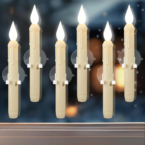 Velas cónicas LED de 6 luces con ventosas para ventanas