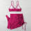 Damen-Bikini-Set, 3-teiliger Badeanzug mit Überrock,-Orange L 6