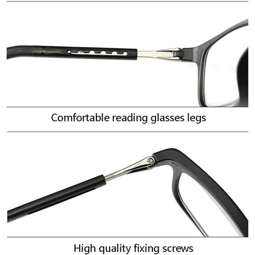 XHY Lesebrille, rechteckig, randlos, Blaulichtfilter 4 1