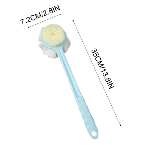 Dobbelthovedet badebørste med bløde børster og puf, 35 cm 2