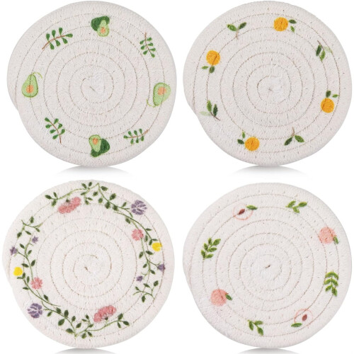 4er-Pack gewebte Baumwolluntersetzer, 11 cm