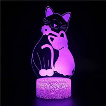 Veilleuse chat LED 3D en acrylique avec télécommande – 16 couleurs,