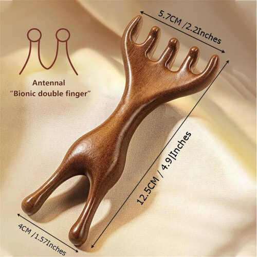 Neusmassagetool van natuurlijk hout (Gua Sha). 2