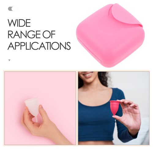 Caixa de plástico rosa para guardar copo menstrual 2