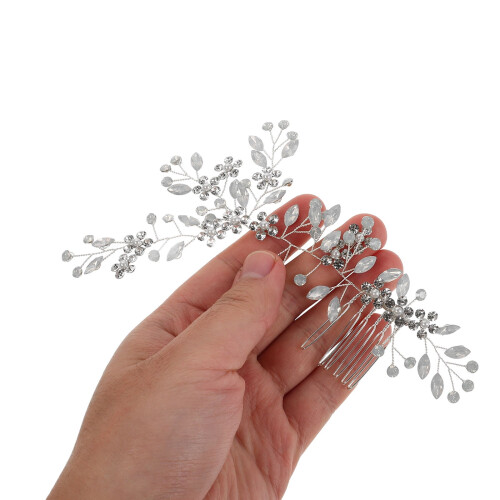 Pente de cabelo floral com strass para noivas 2