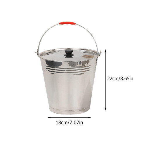 Edelstahl-Eimer mit Griff und Deckel, 7,6 l 1