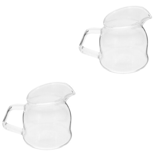 2Pcs Multi-Function Glass Milk Pitcher for Coffee Bar and Home 1