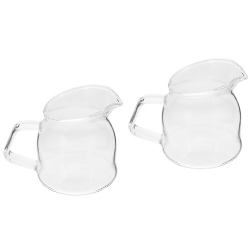 2Pcs Multi-Function Glass Milk Pitcher for Coffee Bar and Home 2