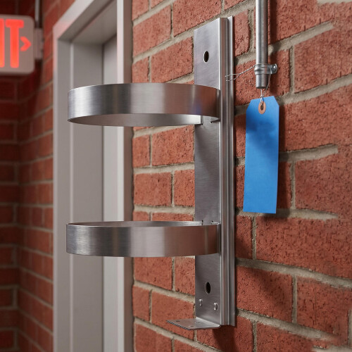 Silver Metal Fire Extinguisher Wall Bracket Secure Home Mount 2