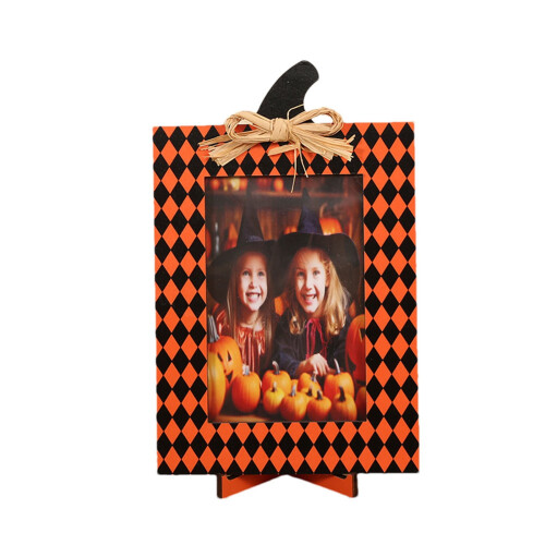 Ξύλινη κορνίζα φωτογραφιών για το Halloween με κολοκύθα 1