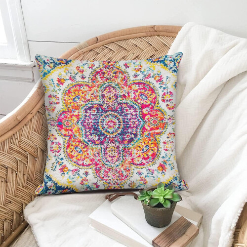 Capas de almofada boho com estampa geométrica tribal, 50x50 cm (20x20 polegadas). 2