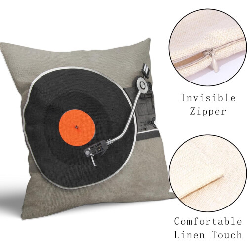 Retro vinylskiva örngott bomull-linne-polyester 2