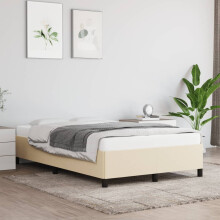 vidaXL sengestel uden madras, cremefarvet, 120x190 cm, stof
