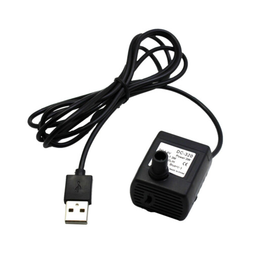 Pompa sommergibile USB per fontane, ideale per piccoli laghetti e acquari.