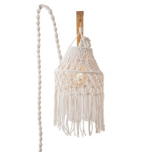 Abat-jour en coton tissé à la main, beige et blanc, 10 x 62 cm