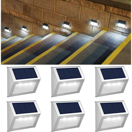 Solar terrasverlichting koel wit, 6 stuks