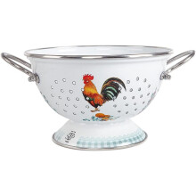 Passoire en aluminium émaillé 2,5 L – Motif Coq Doré