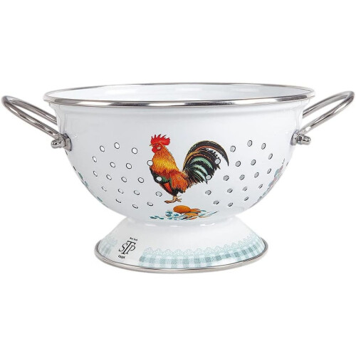 Passoire en aluminium émaillé 2,5 L – Motif Coq Doré