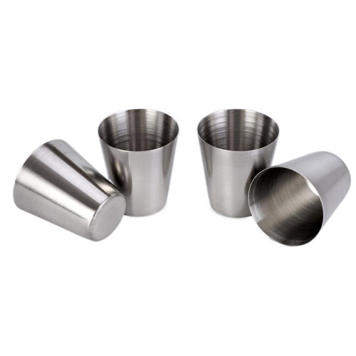 4 Stück Edelstahl-Schnapsgläser, 30 ml, stapelbare Reisebecher
