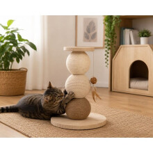 Árvore para gatos - EDEN - Snowie - Madeira de pinho - Plataforma de observação 47 cm - Cordas de sisal e juta