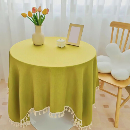 Toalha de mesa quadrada de algodão e linho, 140x140cm (55x55 polegadas), com franjas.