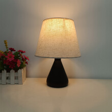 Lampe de chevet en lin blanc avec pied moderne
