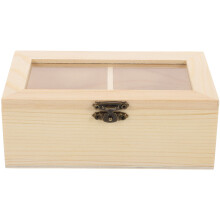 Porte-sachets de thé en bois beige à 2 compartiments