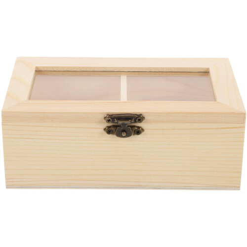 Porte-sachets de thé en bois beige à 2 compartiments