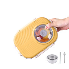 Boîte à bento à 3 compartiments en acier inoxydable avec bol à soupe