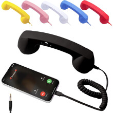 Telefone retrô com microfone e alto-falante – entrada tipo C ou 3,5 mm.