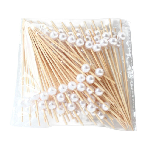 100 brochettes en bois nacrées de 12 cm