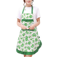 Avental feminino floral com babador, 70x70cm, com bolsos e ajuste.