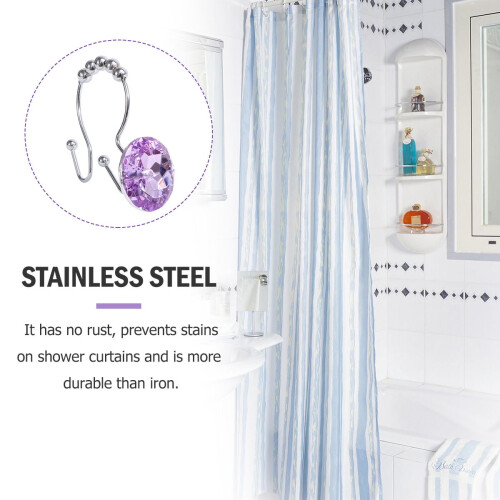 Violetit strassisuihkuverhon koukut, metallia, 2 kpl 2