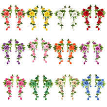 2PCS Colorful Floral Embroidery Iron On Patches For-Yellow