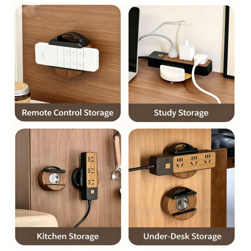 ABS Suction Cup Power Strips Holder Wood Color Easy-B 1