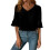 Women Lightweight Polyester Shirt Feature V Neck Design-Black M 1