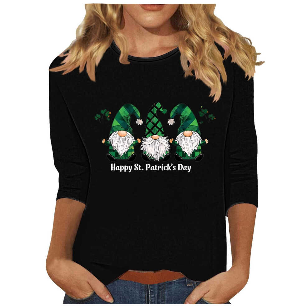 t Patricks Day Shirt Women  3/4 Sleeve   Tops-Army Green XL