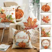 Housses de coussin décoratives d'automne 45 x 45 cm (18 x 18 pouces) Citrouille et feuilles d'érable