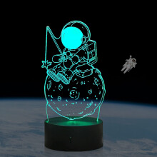 Astronaut Maan Vissen 3D LED Nachtlampje – 16 Kleuren,