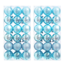 72pcs Light Blue Christmas Baubles 4cm PVC Ornament Balls