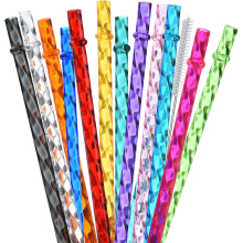 12 db-os, 33 cm-es, újrafelhasználható PETG örvényszívószál