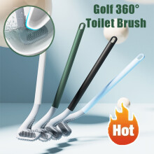 Cepillo de baño estilo golf con mango largo y gancho de pared.