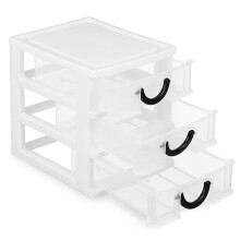 Boîte de rangement de bureau à tiroirs en plastique – Blanche, 17 x 15,5 x