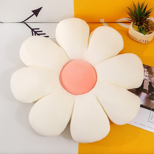 Flower-shaped throw pillow white 15.7 inch 1