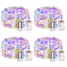 4-pakning 9 meter LED-lyslenker med fjernkontroll, 8 moduser