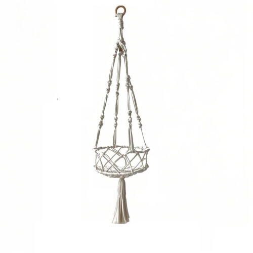 Panier à légumes suspendu en coton blanc 80 cm