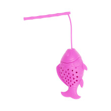 Passoire à thé en silicone en forme de poisson avec longue poignée